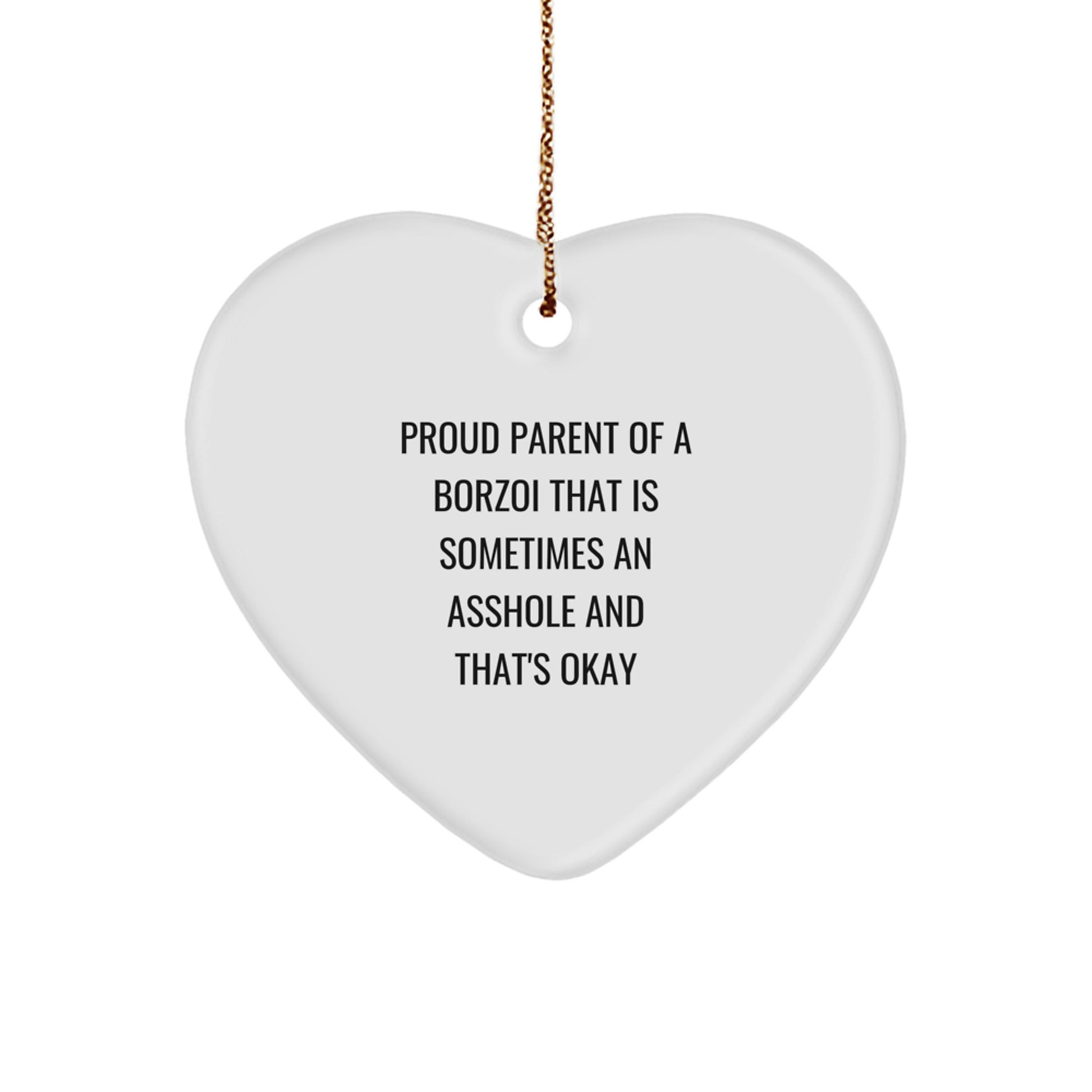 Funny Borzoi Dog Gifts from Friends for Proud Borzoi Parent Christmas Unique Decorations, Proud Parent of a Borzoi Heart Ornament - Image 1