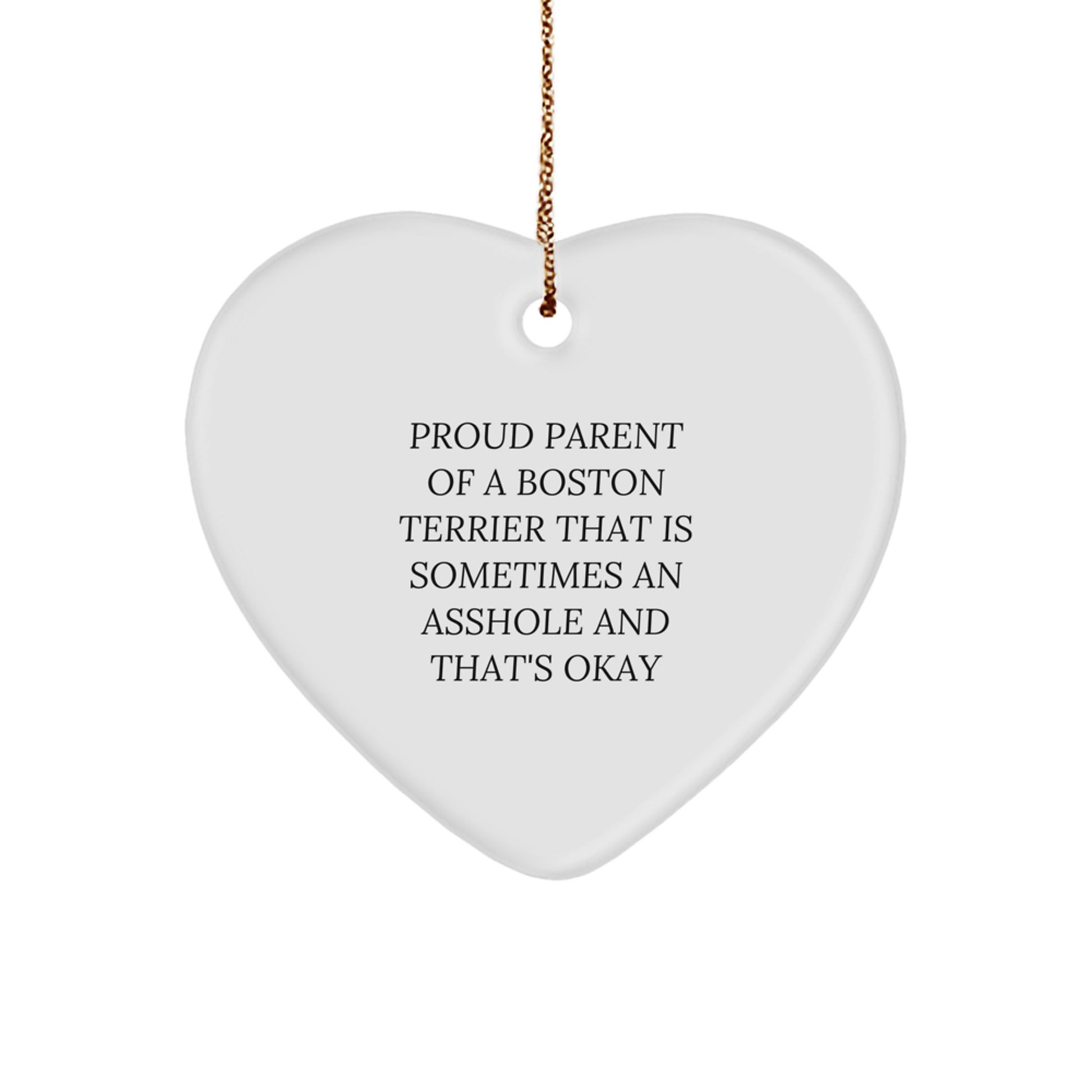 Witty Boston Terrier Heart Ornament Novelty for Friends Christmas Gift - Image 1