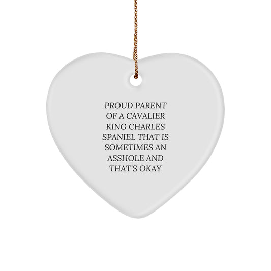 Funny Cavalier King Charles Spaniel Dog Gifts from Family - Christmas Unique Gifts for Proud Parents with Heart Ornament - Cavalier King Charles Spaniel Dog Lover Gifts - Image 1