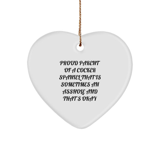 Cocker Spaniel Dog Heart Ornament Gifts from Family for Proud Parent Funny Quote Christmas Unique Decorations - Image 1