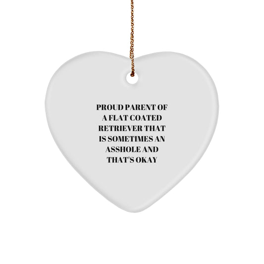 Funny Flat Coated Retriever Dog Gifts, Heart Ornament, Proud Parent Quote, Christmas Unique Gifts from Friends for Family Members - Image 1
