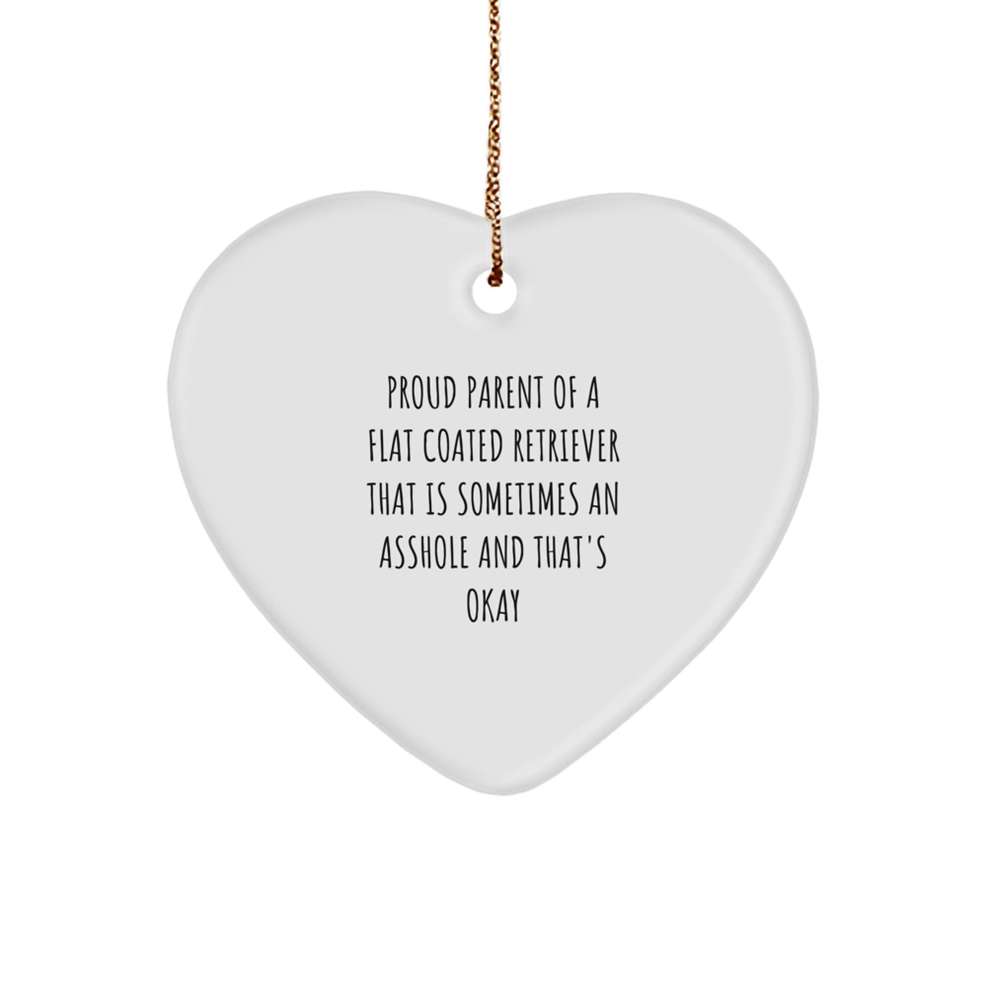 Funny Flat Coated Retriever Dog Gifts from Men, Women, or Friends for Christmas Unique Presents - Heart Ornament, Proud Parent Quote - Image 1