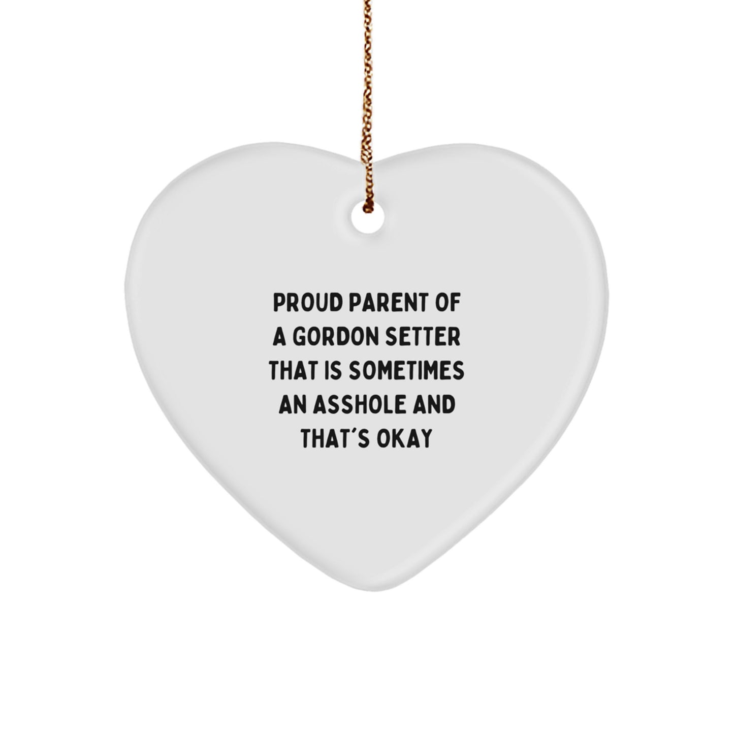 Gordon Setter Dog Heart Ornament Gift for Proud Parents Funny Quote Christmas Unique Gifts from Men to Family - Image 1