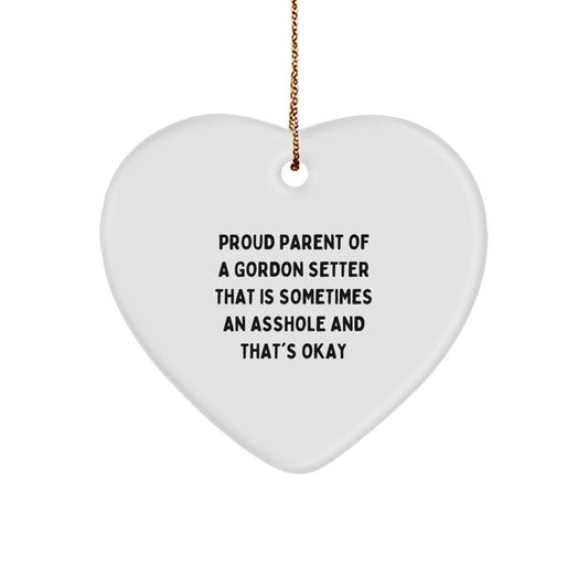 Gordon Setter Dog Heart Ornament Gift for Proud Parents Funny Quote Christmas Unique Gifts from Men to Family - Image 1