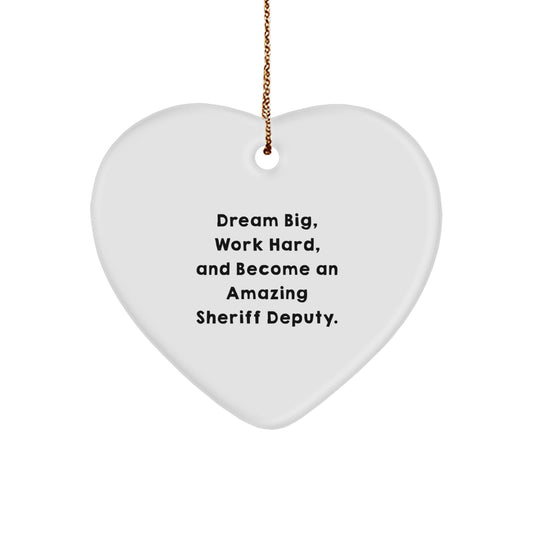 Gifts from Men for Sheriff Deputy Christmas Unique Ornaments - Heart Shaped Inspirational Sheriff Deputy Deputy Gifts from Men - Image 1