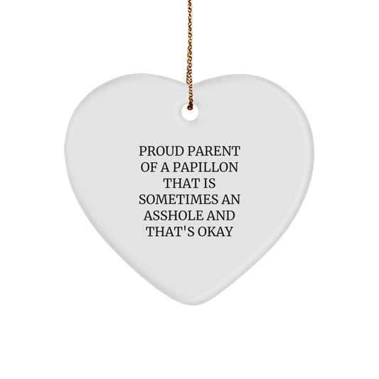 Funny Papillon Dog Heart Ornament Gifts from Proud Papillon Owners to Friends and Family for Christmas - Image 1