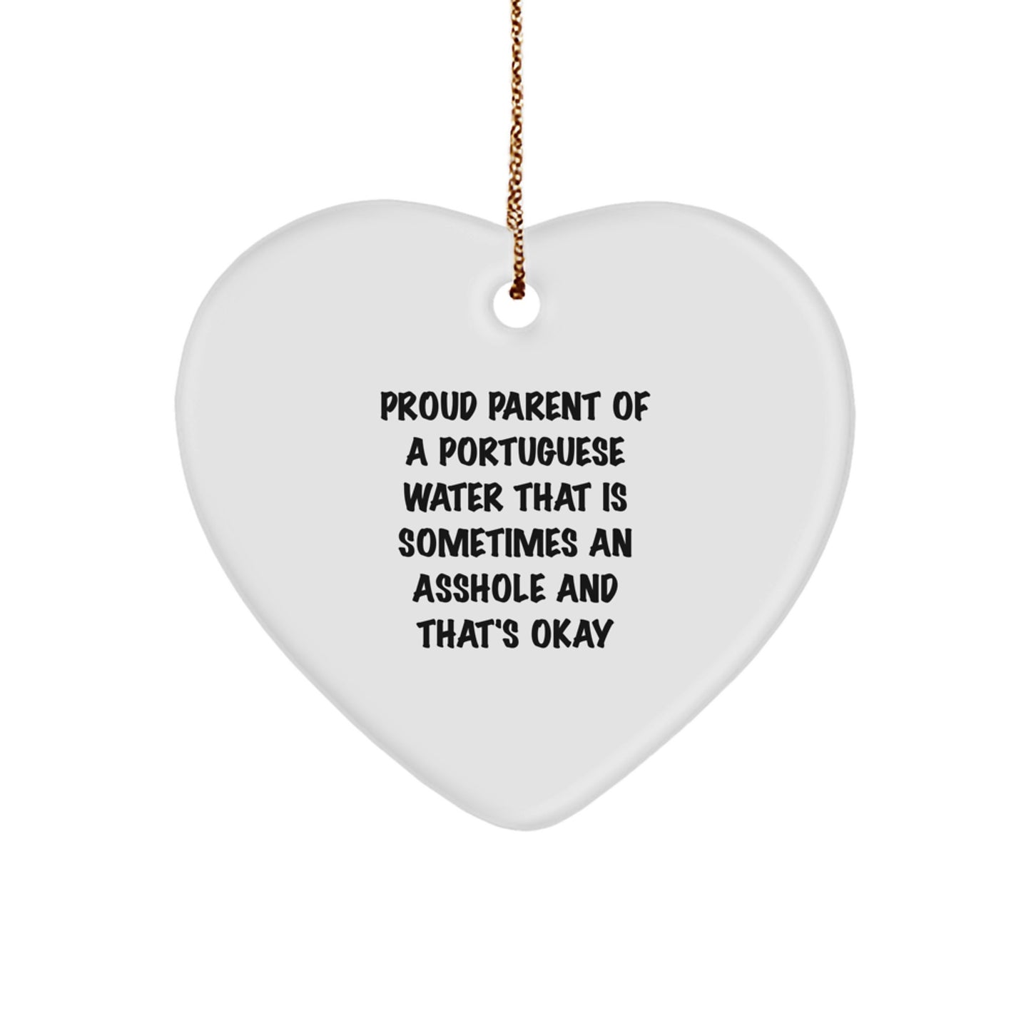 Funny Portuguese Water Dog Gifts for Men - Christmas Unique Heart Ornament from Dad, Husband, or Friend - Proud Parent Quote - Image 1