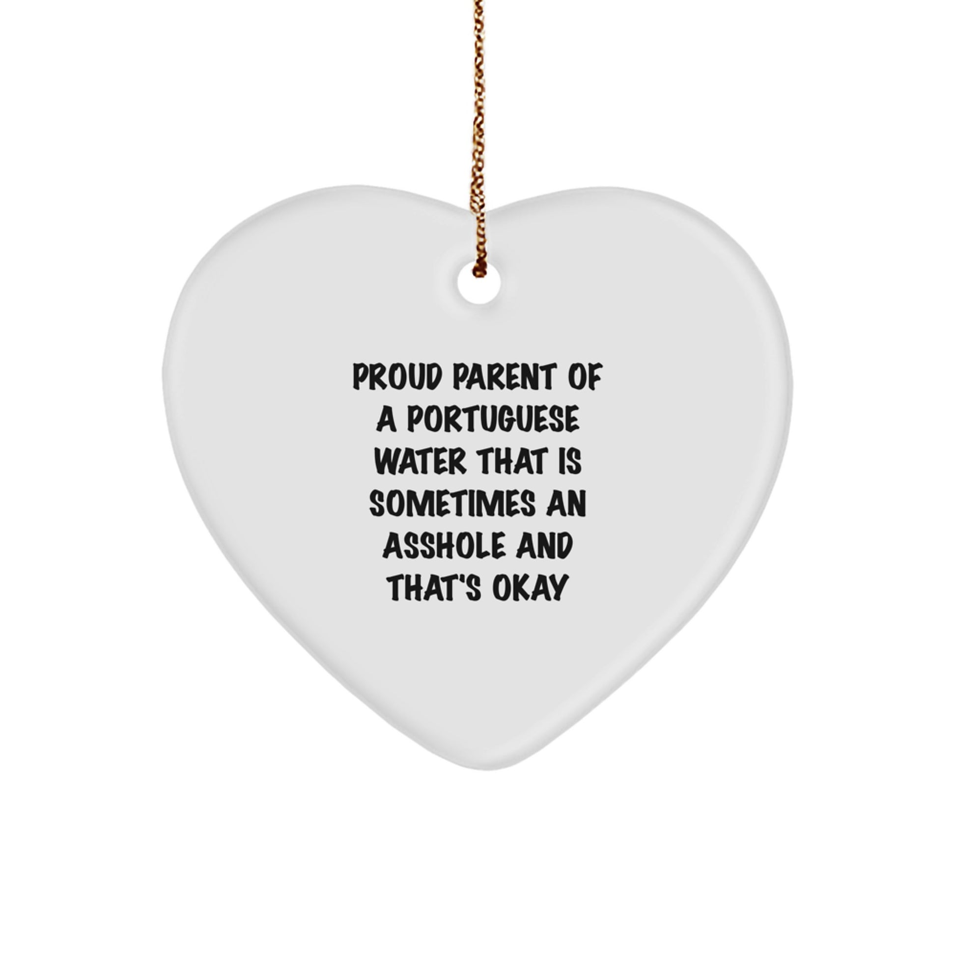 Funny Portuguese Water Dog Gifts for Men - Christmas Unique Heart Ornament from Dad, Husband, or Friend - Proud Parent Quote - Image 1
