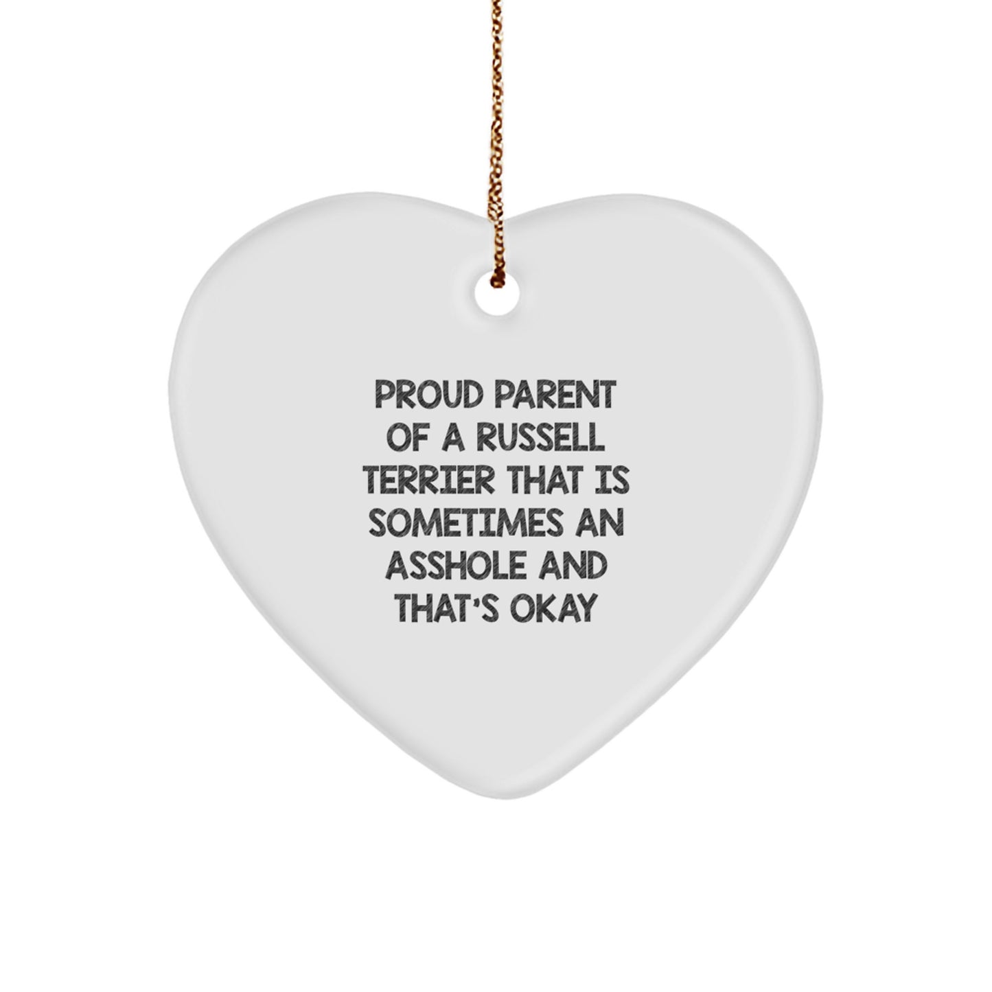 Funny Russell Terrier Dog Heart Ornament Gifts from Men to Friends for Christmas Unique - Image 1