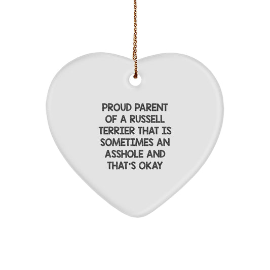 Funny Russell Terrier Dog Heart Ornament Gifts from Men to Friends for Christmas Unique - Image 1