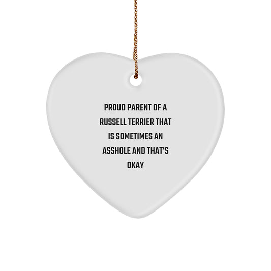 Funny Russell Terrier Dog Gifts for Men, Gifts from Mom, Heart Ornament, Proud Parent Russell Terrier Dog Christmas Unique Gifts - Image 1