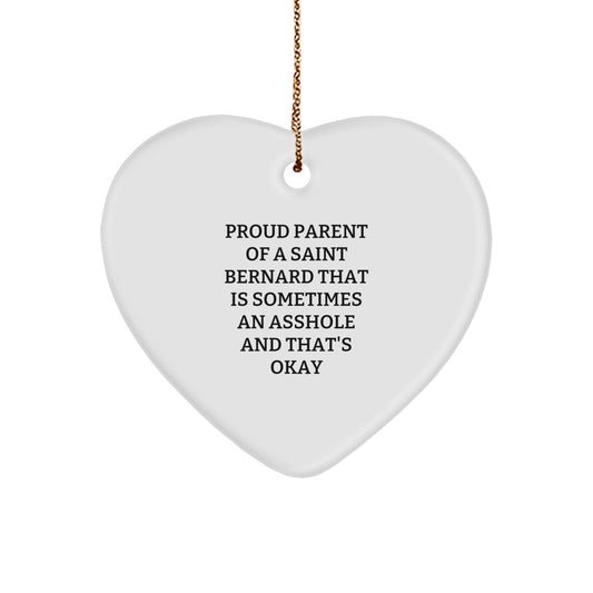 Saint Bernard Dog Gifts from Family - Funny Heart Ornament for Christmas Unique Gifts - Proud Parent Quote - Image 1
