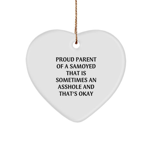 Funny Samoyed Dog Gifts for Men from Proud Parents, Christmas Unique Ornament - Image 1