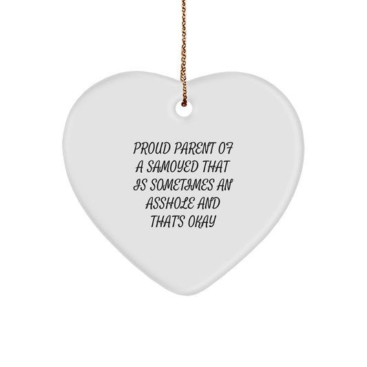 Funny Samoyed Dog Mom Dads Heart Ornament Gifts from Men to Women Friends for Christmas Unique - Image 1