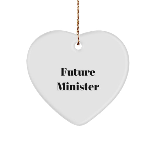 Funny Quote Future Minister Heart Ornament, Gifts from Friends for Minister, Christmas Unique Gift Idea, Heart Shaped Ornament, Minister Gifts, Funny Heart Ornament, Heart Ornament for Minister - Image 1