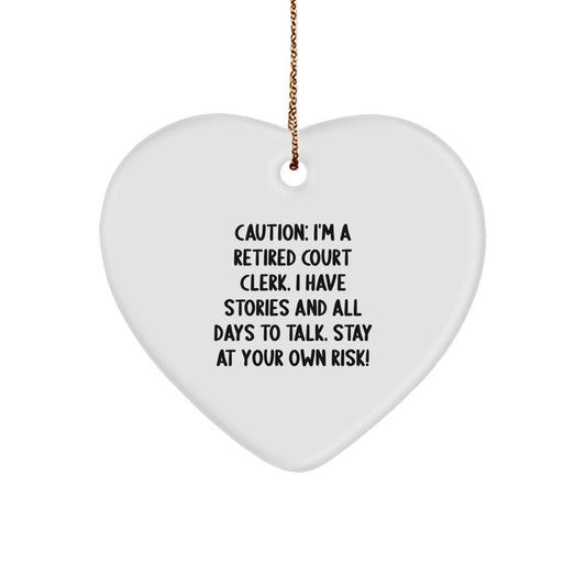 Funny Heart Ornament for Court Clerk Christmas Unique Gift from Friends, Unique Court Clerk Gifts, Court Clerk Heart Ornament - Image 1