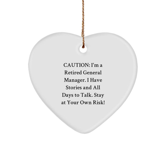 Funny General Manager Gifts for Men - Heart Ornament with Caution Quote, Unique Christmas Memorable Presents from Friends - Image 1