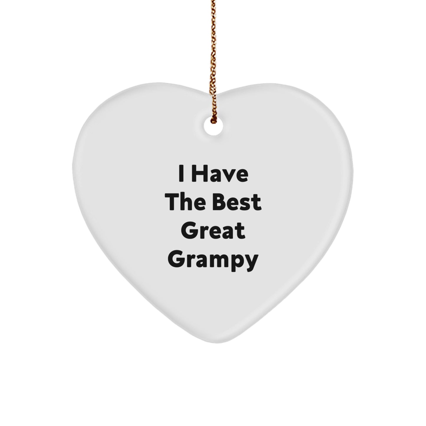Funny Grampy Heart Ornament Gifts from Family for Men - White Heart Shaped - Image 1