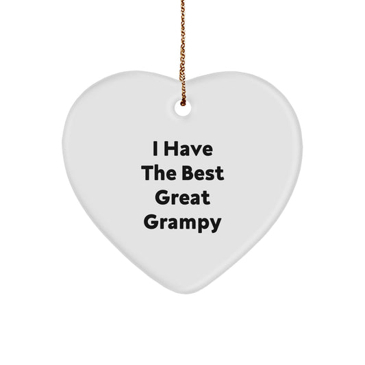 Funny Grampy Heart Ornament Gifts from Family for Men - White Heart Shaped - Image 1