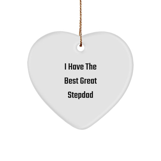 Funny Stepdad Heart Ornament Gifts from Family for Him, I Have The Best Great Stepdad, Christmas Unique Gifts - Image 1