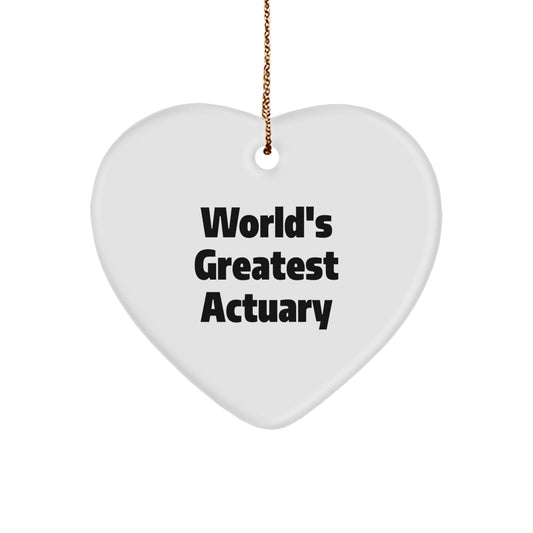Funny Actuary Gifts World's Greatest Heart Ornament for Actuary Friends, Christmas Unique Gifts from Family, for Actuary Coworkers, Actuary Men, Actuary Women - Image 1