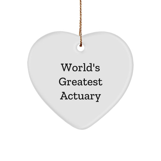 Funny Actuary Gifts from Men, World's Greatest Actuary Heart Ornament for Actuary Friends at Christmas Time - Image 1