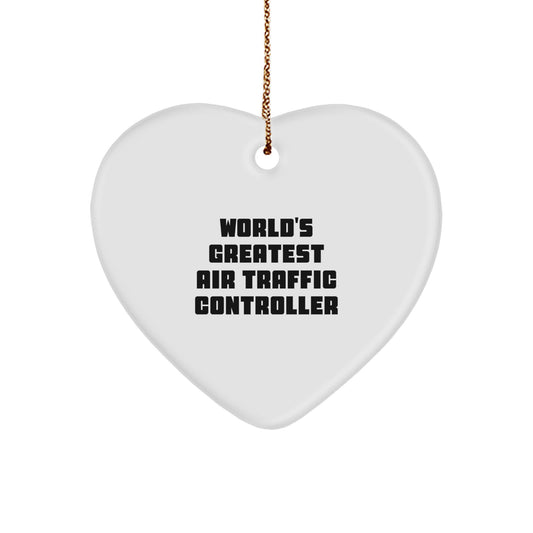 Funny Air Traffic Controller Gifts from Men World's Greatest Heart Ornament Christmas Unique Presents for Air Traffic Controller Friends Family - Image 1