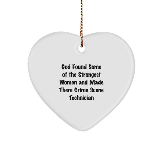 Funny Crime Scene Technician Heart Ornament Gifts for Women from Men, Inspirational Heart Shape Ornament for Christmas, White Color, Lightweight, and Durable MDF Material - Image 1
