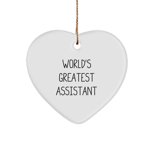 Funny 'World's Greatest Assistant' Heart Ornament Gift for Assistant Friends - Unique Christmas Unique Gifts from Men to Assistant Colleagues, Coworkers, or Family - Image 1
