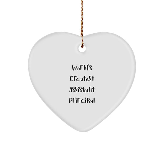 Funny Assistant Principal Gifts, Heart Ornament for World's Greatest Assistant Principal, Christmas Unique Gifts from Friends to Family - Image 1