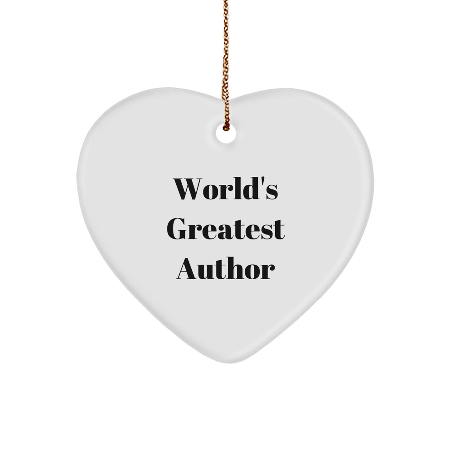 Funny 'World's Greatest Author' Heart Ornament Gifts for Him from Family, Perfect for Author Lovers at Christmas - Image 1