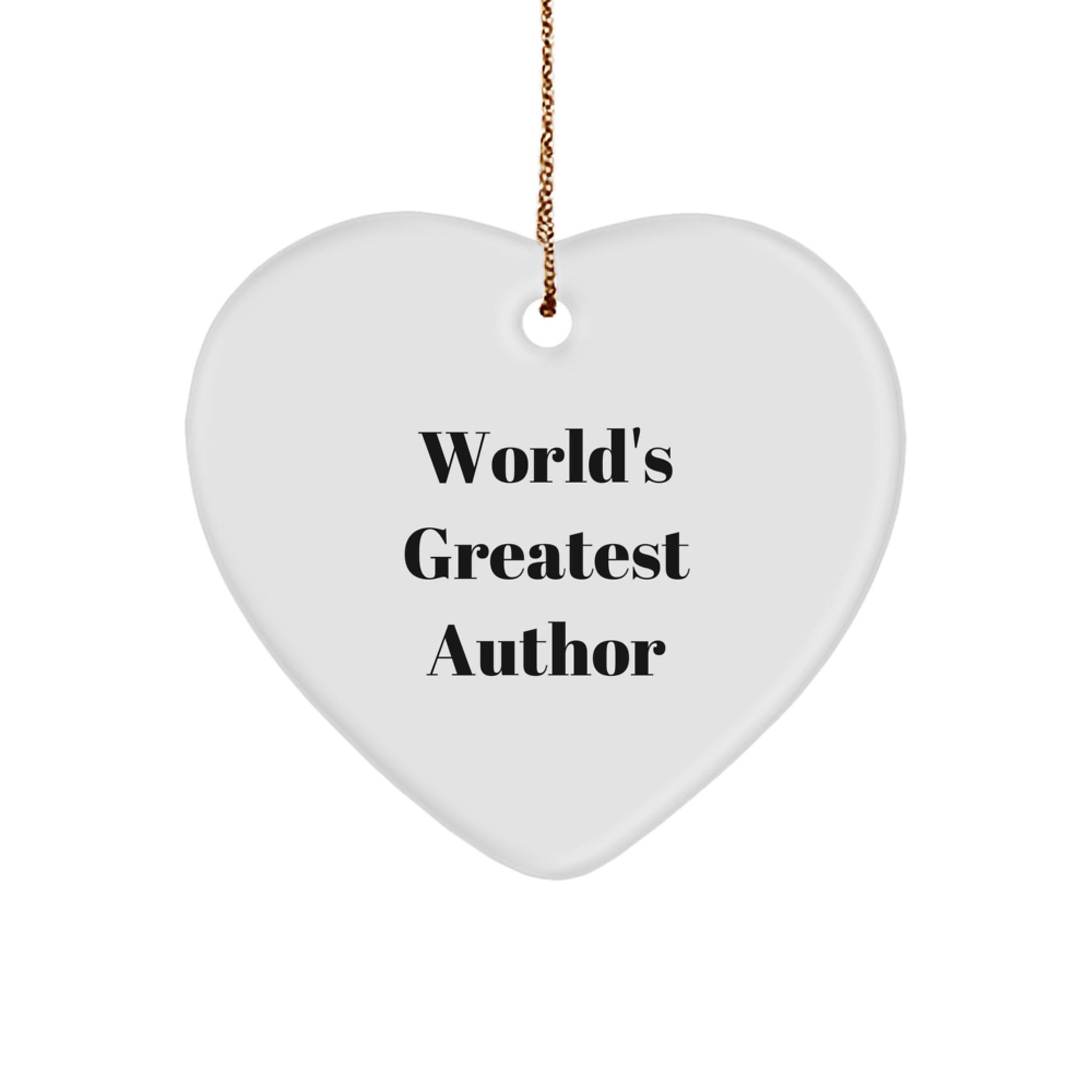 Funny 'World's Greatest Author' Heart Ornament Gifts for Him from Family, Perfect for Author Lovers at Christmas - Image 1