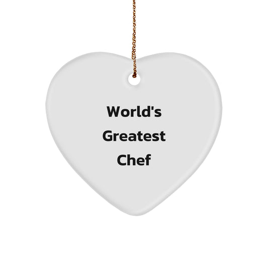 Funny 'World's Greatest Chef' Heart Ornament Gifts from Family for Chef Friends Christmas Unique - Image 1