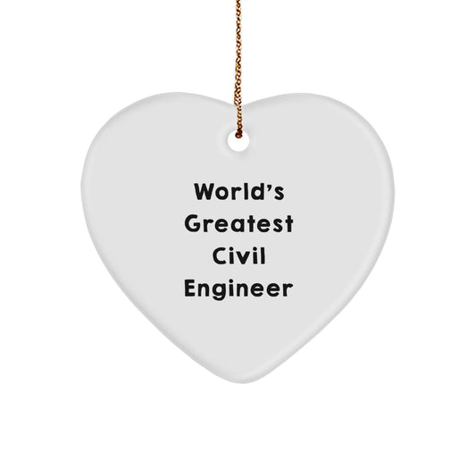 Civil Engineer Gifts from Men - World's Greatest Civil Engineer Heart Ornament, Funny Quote, Christmas Unique Gifts for Civil Engineer Friends, Coworkers, Family Members - Image 1
