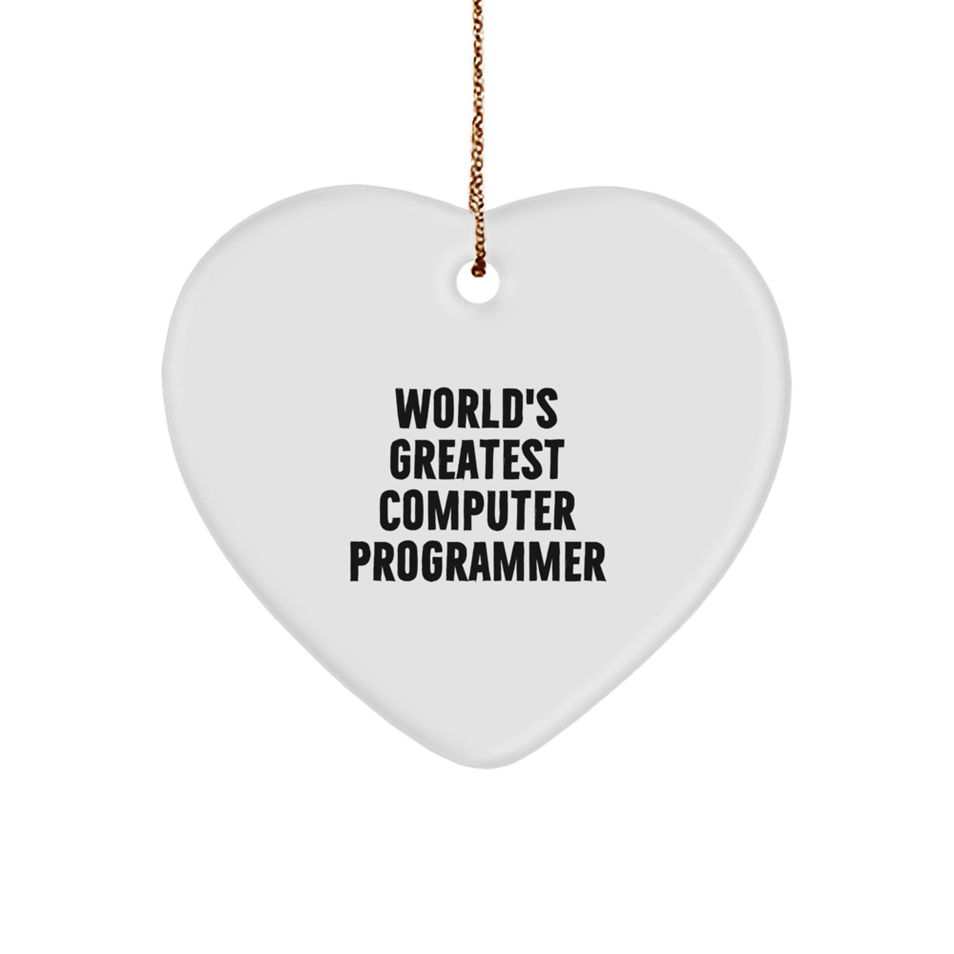 Funny Computer Programmer Gifts for Him, Heart Ornament, 'World's Greatest Computer Programmer' Quote, Gifts from Men to Friends, Christmas Unique Decorations - Image 1
