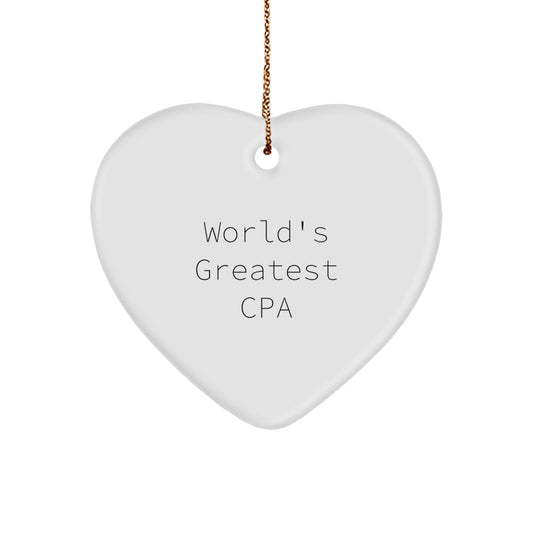 Funny CPA Gifts for Men - World's Greatest Cpa Heart Ornament, Unique Christmas Unique Gift for CPA Colleagues, Coworkers or Family, Lightweight Durable MDF Wood - Image 1