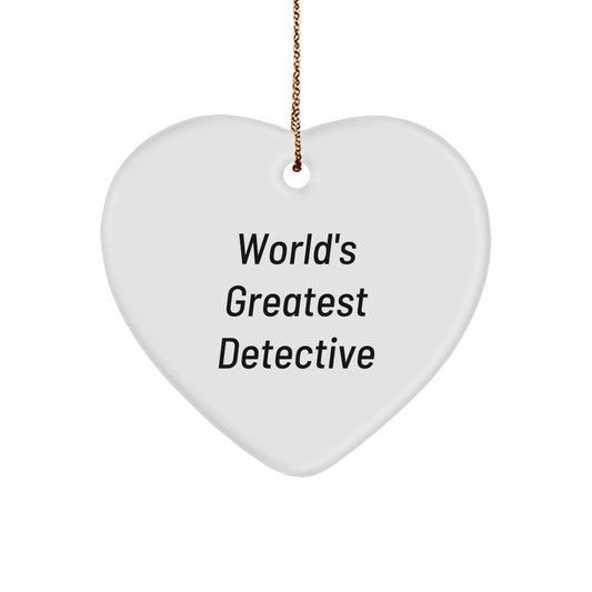 Funny Detective Gifts from Men for World's Greatest Detective Lover Heart Ornament - Christmas Unique Gifts - Image 1