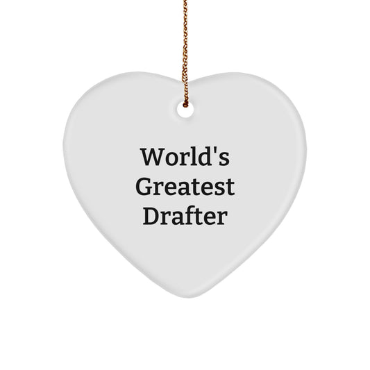 Christmas Gift for Her World's Greatest Drafter Heart Ornament Present - Image 1