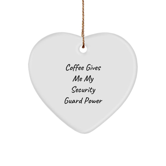 Funny Security Guard Heart Ornament Gifts from Friends, Christmas Unique Security Guard Gifts for Men, Coffee Powers My Security Guard Heart - Image 1