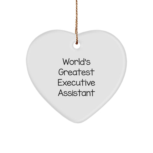 Funny Executive Assistant Heart Ornament Gifts for Friends, Gifts from Men, 'World's Greatest' Inspirational Christmas Unique Gifts - Image 1