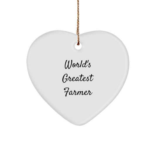 White MDF Heart Ornament for a Best Greatest Farmer Christmas Gift - Image 1