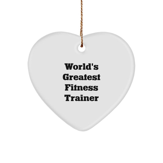Christmas Gift for Her World's Greatest Fitness Trainer Heart Ornament - Image 1