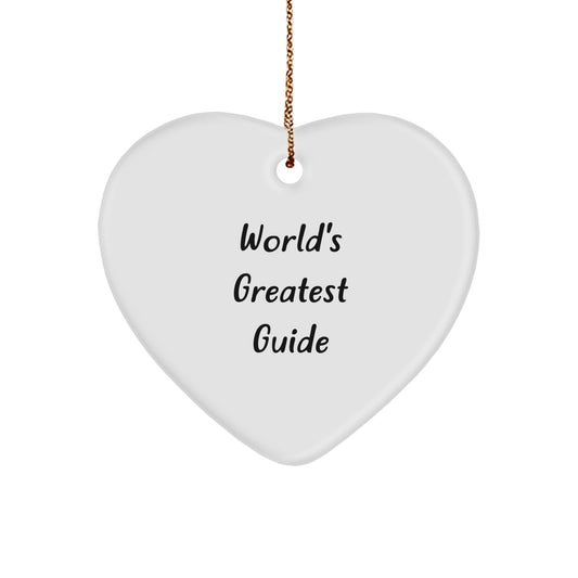 Funny Guide Gifts for Christmas from Friends to Family - 'World's Greatest Guide' Heart Ornament - Image 1