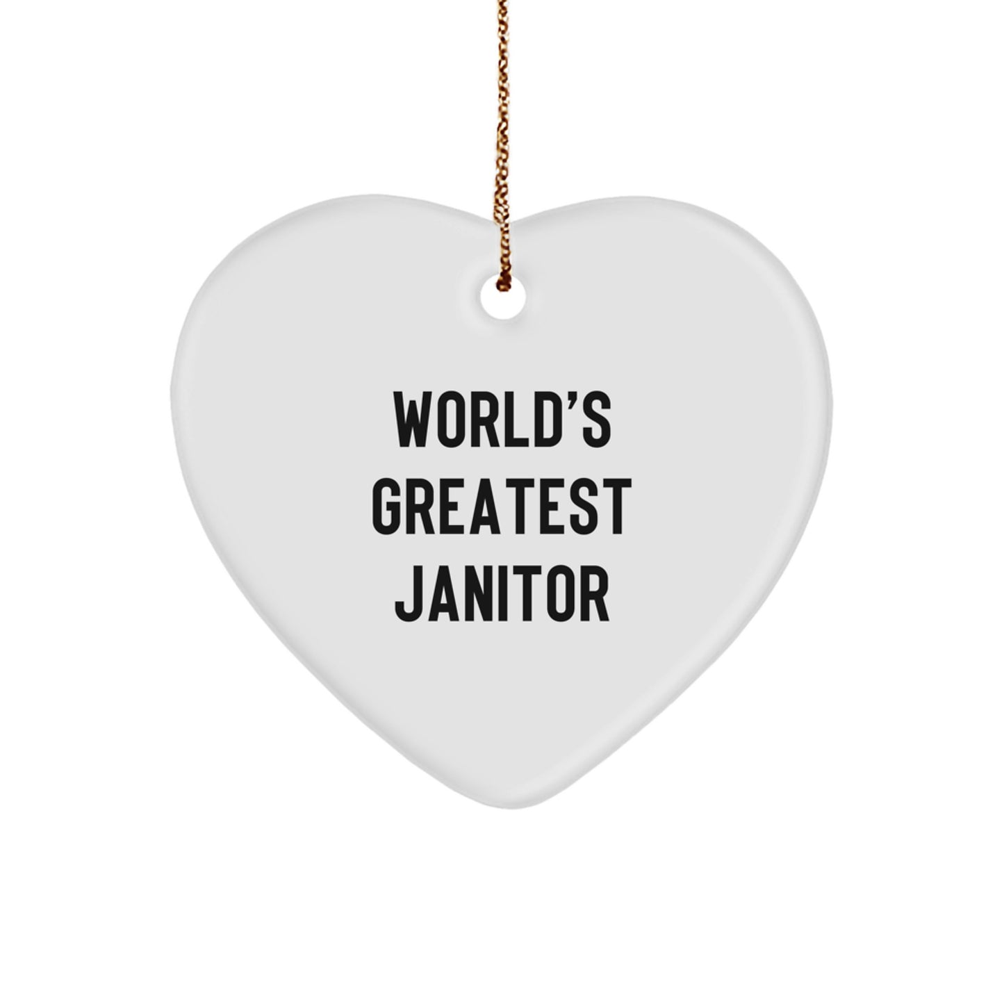Janitor Keepsake Christmas Heart Ornament for Him Bright Gift - Image 1