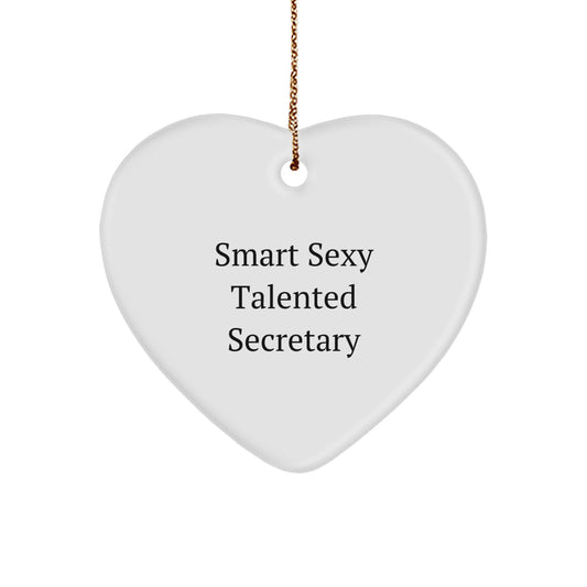 Funny Secretary Gifts from Friends - Smart Sexy Talented Heart Ornament for Secretary, Christmas Unique Gifts for Office Secretary, Secretary Appreciation - Image 1