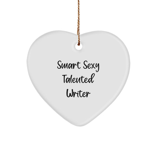 Cute Writer Heart Ornament Gifts from Friends, Women, Coworkers, Family - Smart Sexy Talented Writer Home Decor for Christmas Unique Gifts - Image 1