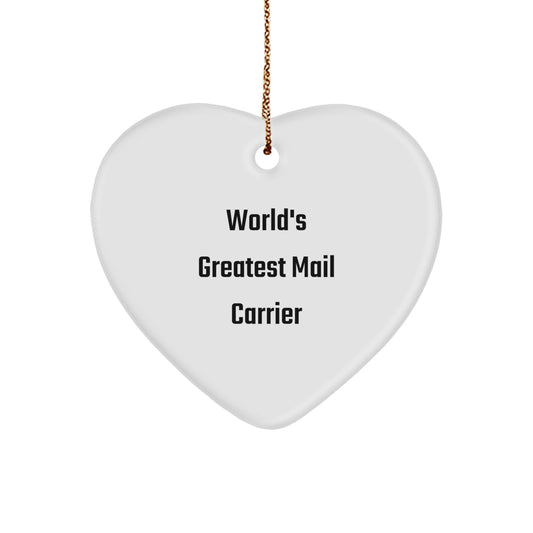 World's Greatest Mail Carrier Heart Ornament Gifts from Men to Mail Carrier at Christmas Unique Gifts - Image 1