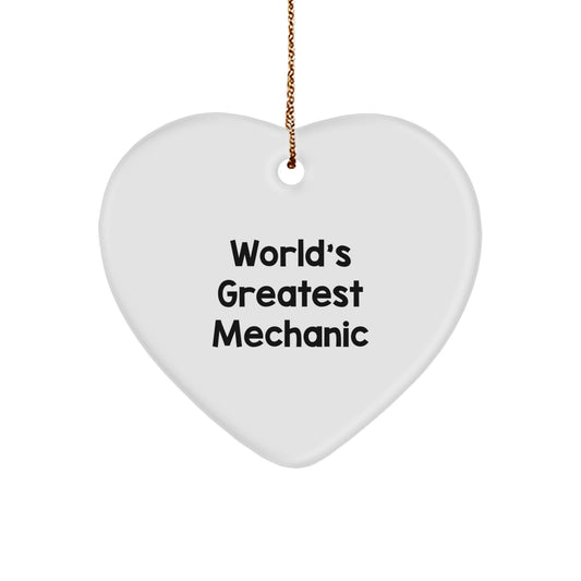 Christmas Ornament Heart Design, World's Greatest Mechanic Gift - Image 1