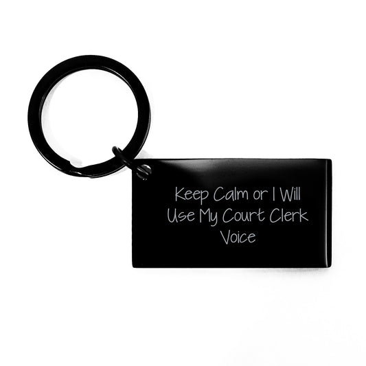 Court Clerk Keepsake Keychain for Him Birthday Gift With Engraved Quote - Image 1