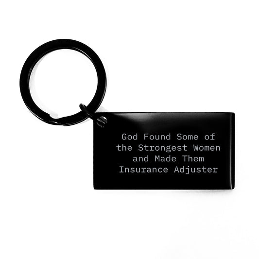 Funny Insurance Adjuster Keychain Gifts from Friends to Insurance Adjuster on Birthday Unique Gifts, Keychain with Inspirational Quote, Stainless Steel, Black Color, 1.57 x 0.87 inches - Image 1
